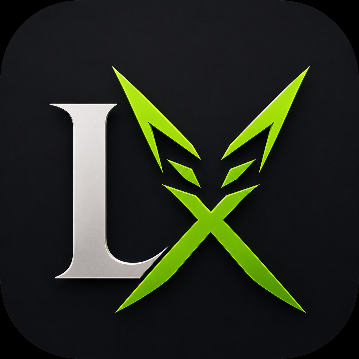 Lynx product icon with a silver L and angular green lynx mark